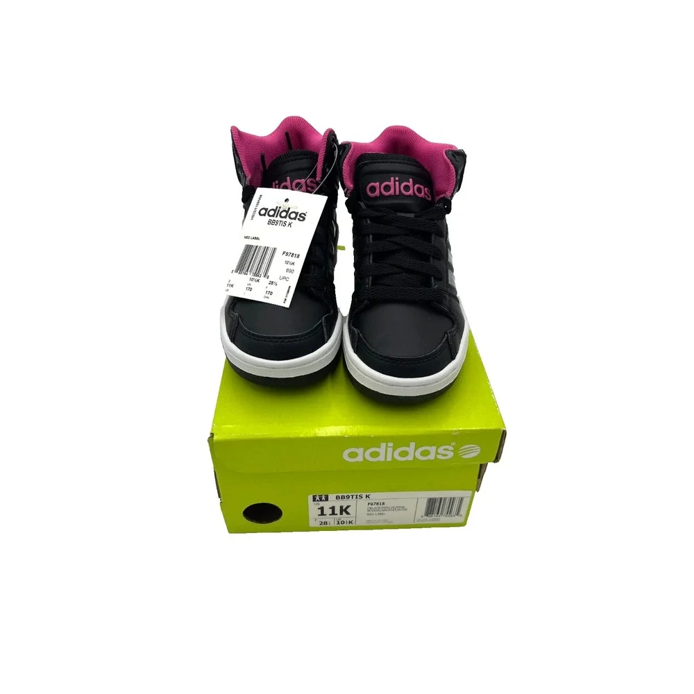 Adidas Neo Kids High Top Sneakers Size 11K Style BB9TIS K Black Gray Pink White - Picture 1 of 5